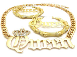 Foto van Sieraden 2020 fashion women s customizable name queen necklace sexy bamboo pierced earrings in gold 