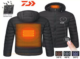 Foto van Sport en spel daiwa 2021 men winter warm usb heating jackets smart thermostat pure color hooded heat