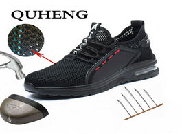 Foto van Schoenen quheng men steel nose safety work shoes new design mesh sneakers lightweight puncture proof
