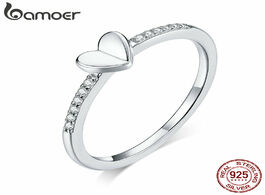 Foto van Sieraden bamoer genuine 925 sterling silver clear cz folding heart finger rings for women wedding st