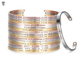 Foto van Sieraden 3 colors laser engraved cuff positive inspirational quote bangles mantra bracelets annivers