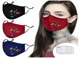 Foto van Beveiliging en bescherming butterfly printed mouth mask with 2pcs filters cloth caps reusable breath