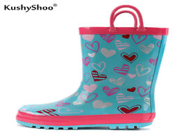 Foto van Baby peuter benodigdheden kushyshoo kids rubber boots girls non slip lovely rain with handles sweat 