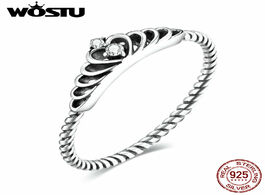 Foto van Sieraden wostu authentic 925 sterling silver dazzling princess crown shape finger ring for women par
