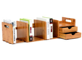 Foto van Meubels office small bookshelf with drawer desktop storage simple table retractable rack bookcase