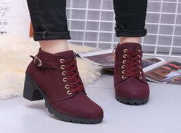 Foto van Schoenen shoe heels black high slipper women fashion hot winter womens heel lace up ankle boots ladi
