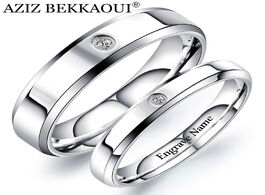 Foto van Sieraden aziz bekkaoui engrave name couple rings simple style stainless steel wedding with crystal f