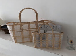 Foto van Tassen straw woven plastic transparent bag women s waterproof shopping basket vegetable beach handba