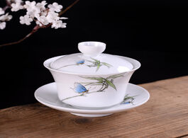 Foto van Huis inrichting hand painted blue and white porcelain gaiwan tea tureen chinese ceramic bowl set cov