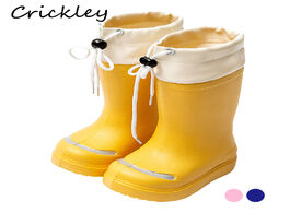 Foto van Baby peuter benodigdheden fashion yellow pink solid classic rain boots kids waterproof rubber boys g
