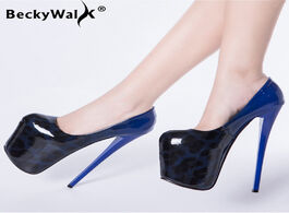 Foto van Schoenen new spring women shoes high heels woman 19cm thin platform pumps stilettos fashion leopard 