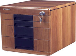 Foto van Meubels wood hualong storage cabinet office desktop box high grade lock drawer style stationery lock