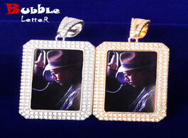 Foto van Sieraden solid rectangular memory picture necklace pendant back micro pave charm men s hip hop rock 