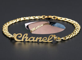 Foto van Sieraden personalized name bracelet custom cuban chain 18k gold plated stainless steel do not fade m