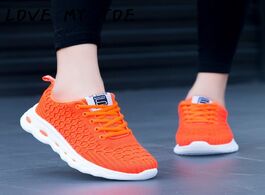 Foto van Schoenen 2020 orange casual fly air mesh breathable sneakers chaussure femme sport platform ladies t