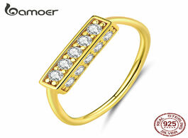 Foto van Sieraden bamoer authentic 925 sterling silver clear cz finger ring for women geometric design luxury