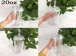 Foto van Huis inrichting clear plastic cups with dome lids straw for cold drink 20oz tumbler summer smoothie 
