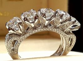 Foto van Sieraden luxury big crystal white geometric stone ring female 925 silver engagement vintage party we