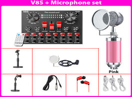 Foto van Elektronica v8s audio mixer bluetooth microphone stand live broadcast sound card headset karaoke ktv
