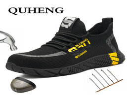 Foto van Schoenen quheng comfortable industrial shoes men s steel toe breathable security work boots 2020 pun