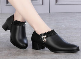 Foto van Schoenen fashion women pumps shoes woman leather wedges thick high heels 5cm ladies casual comfortab