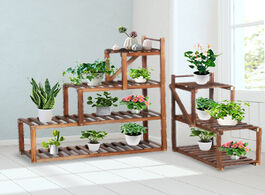 Foto van Meubels 3 tier 9 pots wooden plant flower stand shelf balcony garden display corner rack