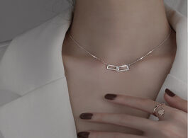 Foto van Sieraden new 925 sterling silver shiny rectangle double zircon circle cz zirconia necklaces pendants