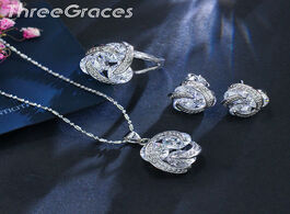 Foto van Sieraden threegraces new fashion 925 silver jewelry sets cubic zirconia knot earrings necklace and r