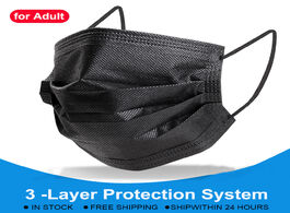 Foto van Beveiliging en bescherming black disposable face mask 3 layer hygiene protection mouth against pollu