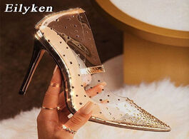 Foto van Schoenen eilyken golden rhinestone pvc transparent women pumps shoes spring autumn high heels sexy p