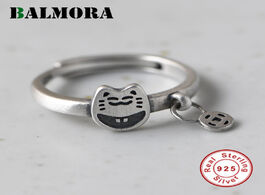Foto van Sieraden balmora 100 pure 925 sterling silver cute cat rings for women open ring finger valentine s 