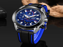 Foto van Horloge lige new fashion mens watches silicone strap top brand luxury waterproof sports chronograph 