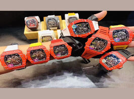 Foto van Horloge 7 types skeleton luxury red watch mens automatic carbon fiber case rubber strap rm35 01 top 