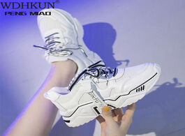 Foto van Schoenen 2020 women s chunky sneakers fashion platform shoes lace up vulcanize womens female trainer