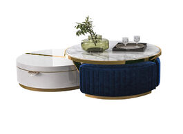 Foto van Meubels nordic light luxury oval marble coffee table tv cabinet combination postmodern minimalist sm