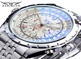 Foto van Horloge jaragar white dial automatic watch complete calendar silver stainless steel luminous busines