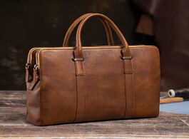 Foto van Tassen nupugoo vintage briefcase men handbag shoulder genuine leather casual brown business high qua