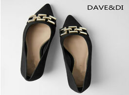 Foto van Schoenen dave di ins fashion blogger summer england style office lady simple metal chain black flat 