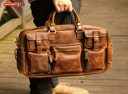 Foto van Tassen vintage leather men s handbags large capacity shoulder bag travel luggage casual male bags cr