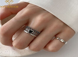 Foto van Sieraden xiyanike 925 sterling silver width rings for women couples vintage trendy love heart multil