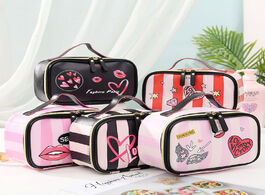 Foto van Tassen fudeam leather love heart portable women cosmetic bag multifunction travel storage organize h