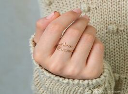 Foto van Sieraden double name ring personalized gift for mom best friend two stainless steel adjustable perso
