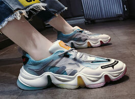 Foto van Schoenen women sneakers 2020 autumn new trends flats platform mix colors height increase casual shoe