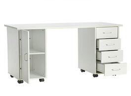 Foto van Meubels manicure table double edged nail station with drawer white mdf easy to assemble and wipe des