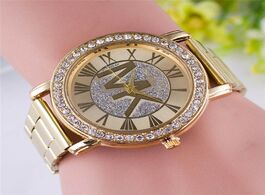 Foto van Horloge luxury brand european fashion watch ladies gold full diamond quartz casual stainless steel 2