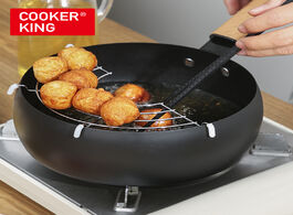 Foto van Huis inrichting cooker king fried sauce pan heat resistant long wooden handle with filter stainless 