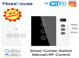 Foto van Woning en bouw us eu wifi rf433 smart touch curtain roller blinds motor switch tuya life app remote 