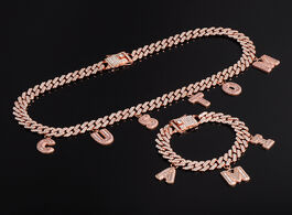 Foto van Sieraden us7 custom name baguette letters with 10mm cuban chain pendants necklaces men s zircon hip 