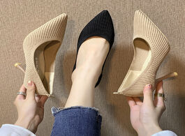 Foto van Schoenen size 34 40 fashion 8cm knitting women pumps sexy fine heel high heels shoes point toe party