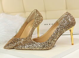 Foto van Schoenen 2020 women 9.5cm high heels plus size 43 stripper glitter scarpins luxury pumps stiletto we